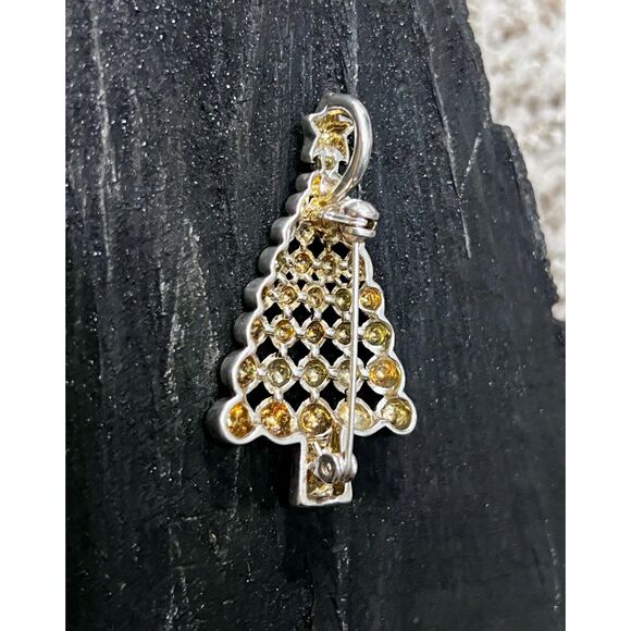 Vintage Silver Christmas Tree Pendant, Brooch, Ornament – Holiday Jewelry - Picture 3 of 5